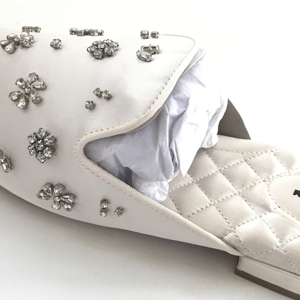 BIRDIES The Dove Satin Mule with Crystal Embellishments Size 8.5 NWT - Picture 6 of 16